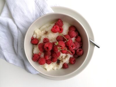 Reisbrei mit Himbeeren