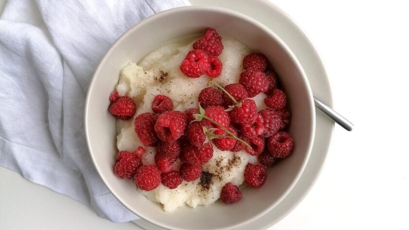 Reisbrei mit Himbeeren